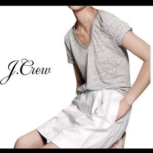 J. Crew white textured embroidered lace skirt pockets Sz 10